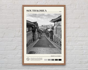 Blanco y negro, Impresión de Corea del Sur, Arte de Corea del Sur, Póster de Corea del Sur, Foto de Corea del Sur, Impresión de póster de Corea del Sur, Decoración de Corea del Sur