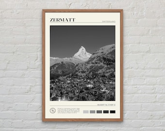 Black and White, Zermatt Print, Zermatt Wall Art, Zermatt Poster, Zermatt Photo, Zermatt Poster Print, Zermatt Wall Decor, Switzerland