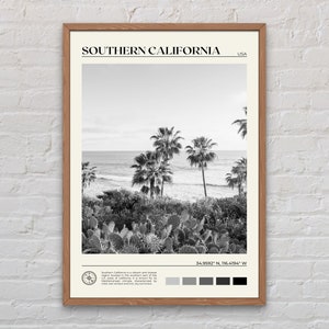 Noir et blanc, impression de Californie du Sud, art mural Californie, affiche de Californie du Sud, photo de Californie, impression d'affiche de Californie