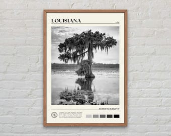 Noir et blanc, impression Louisiane, art mural Louisiane, affiche Louisiane, photo Louisiane, impression affiche Louisiane, décoration murale Louisiane, États-Unis