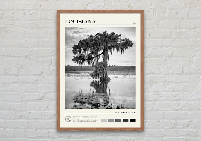 Black and White, Louisiana Print, Louisiana Wall Art, Louisiana Poster, Louisiana Photo, Louisiana Poster Print, Louisiana Wall Decor, USA image 1
