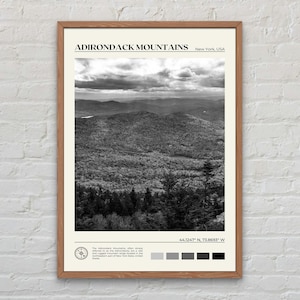 Schwarz und weiß, Adirondack Mountains Druck, Adirondack Mountains Wandkunst, Adirondack Poster, Adirondack Mountains Foto, New York Druck