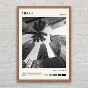 Black and White, Miami Print, Miami Wall Art, Miami Poster, Miami Photo, Miami Poster Print, Miami Wall Decor, Florida Poster Print, USA