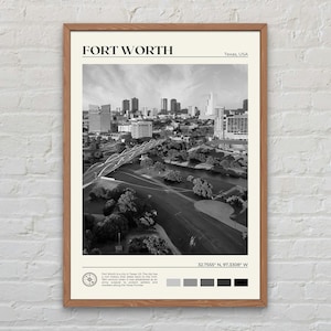 Black and White, Fort Worth Print, Fort Worth Wall Art, Fort Worth Poster, Fort Worth Photo, Fort Worth Poster Print, Fort Worth Decor