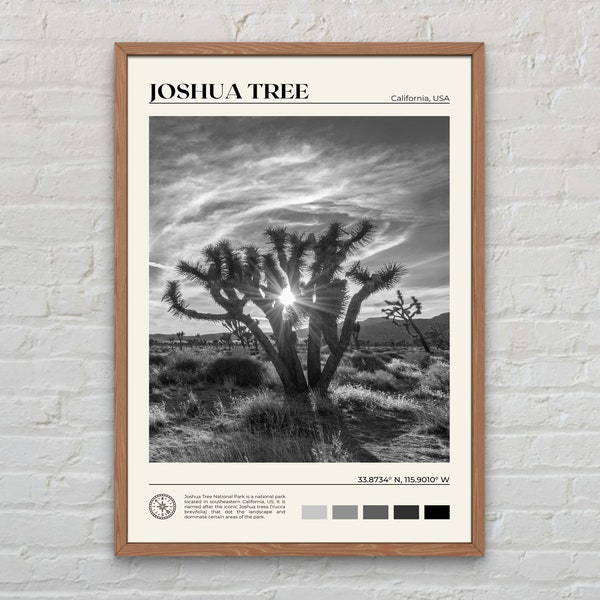 Noir et blanc, impression de Joshua Tree, art de Joshua Tree, affiche de Joshua Tree, photo de Joshua Tree, impression d'affiche de Joshua Tree, décoration de Joshua Tree