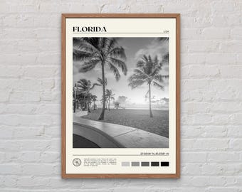Black and White, Florida Print, Florida Wall Art, Florida Poster, Florida Photo, Florida Poster Print, Florida Wall Decor, USA Poster