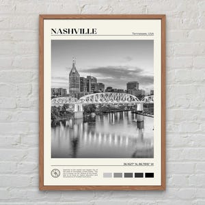 Svartvitt, Nashville-tryck, Nashville-väggkonst, Nashville-affisch, Nashville-foto, Nashville-affischtryck, Nashville-väggdekor bild 1