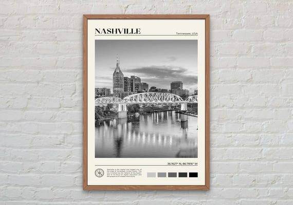Black and White, Nashville Print, Nashville Wall Art, Nashville Poster, Nashville Photo, Nashville Poster Print, Nashville Wall Decor