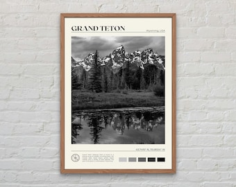 Black and White, Grand Teton Print, Grand Teton Wall Art, Grand Teton Poster, Grand Teton Photo, Grand Teton Wall Decor, Wyoming Poster