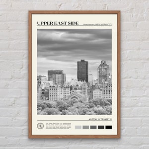 Zwart-wit, print Upper East Side, kunst aan de muur Upper East Side, poster Upper East Side, foto Upper East Side, Manhattan, New York City