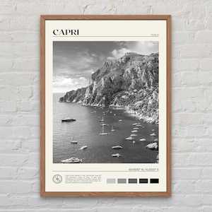 Blanco y negro, Impresión de Capri, Arte mural de Capri, Póster de Capri, Foto de Capri, Impresión de póster de Capri, Decoración de pared de Capri, Nápoles, Campania, Italia