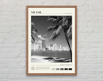 Black and White, Miami Print, Miami Wall Art, Miami Poster, Miami Photo, Miami Poster Print, Miami Wall Decor, Florida Poster Print, USA