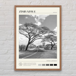 Blanco y negro, impresión de Zimbabwe, arte mural de Zimbabwe, póster de Zimbabwe, foto de Zimbabwe, impresión de póster de Zimbabwe, decoración de pared de Zimbabwe, África