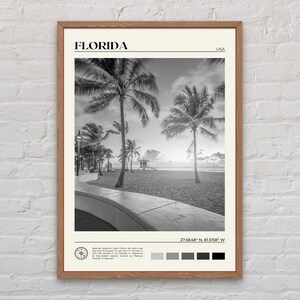 Zwart-wit, print Florida, kunst aan de muur Florida, poster Florida, foto Florida, poster Florida, decor Florida, poster Florida