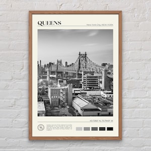 Black and White, Queens Print, Queens Wall Art, Queens Poster, Queens Photo, Queens Poster Print, Queens Wall Decor, New York Poster Print