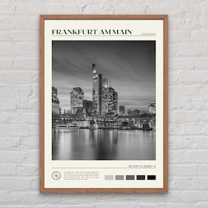 Impresión en blanco y negro de Frankfurt am Main, arte mural de Frankfurt, póster de Frankfurt, fotografía de Frankfurt, impresión de póster de Frankfurt, decoración de Frankfurt