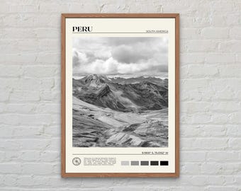 Impresión en blanco y negro de Perú, arte mural de Perú, póster de Perú, foto de Perú, impresión de póster de Perú, decoración de pared de Perú, impresión de póster de Sudamérica