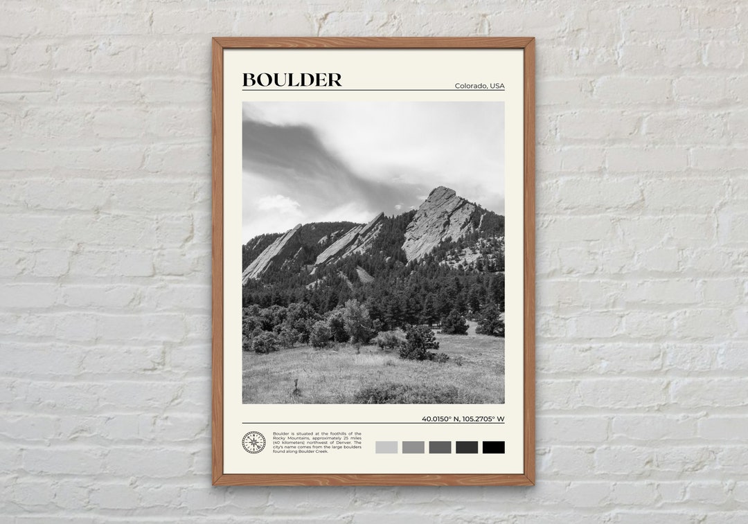 Black and White, Boulder Print, Boulder Wall Art, Boulder Poster, Boulder Photo, Boulder Poster