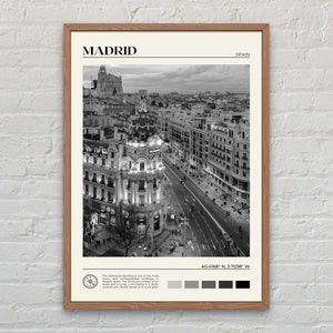 Schwarz und weiß, Madrid Druck, Madrid Wandkunst, Madrid Poster, Madrid Foto, Madrid Poster Druck, Madrid Wanddekor, Spanien Poster, Europa