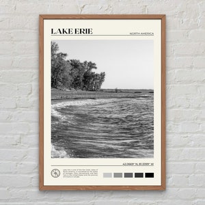 Zwart-wit, Lake Erie-print, Lake Erie-muurkunst, Lake Erie-poster, foto Lake Erie, Lake Erie-posterprint, Lake Erie-muurdecor