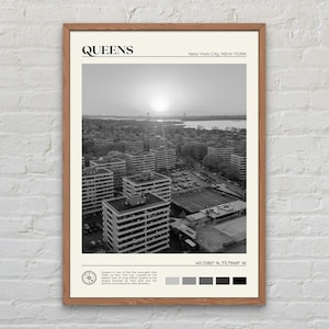 Black and White, Queens Print, Queens Wall Art, Queens Poster, Queens Photo, Queens Poster Print, Queens Wall Decor, New York Poster Print