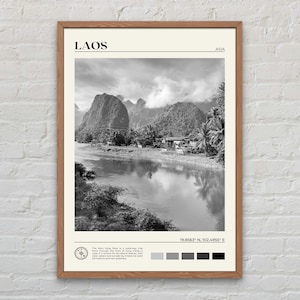 Schwarzweiß, Laos Druck, Laos Wandkunst, Laos Poster, Laos Foto, Laos Poster Druck, Laos Wand Dekor, Asien Poster Druck