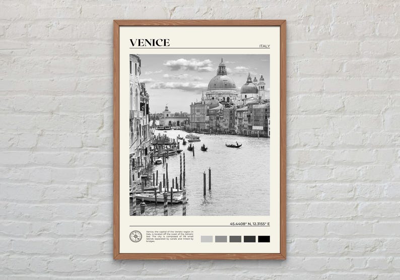 Black and White, Venice Print, Venice Wall Art, Venice Poster, Venice Photo, Venice Poster Print, Venice Wall Decor, Italy Poster Print image 1
