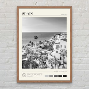 Noir et blanc, impression d'Espagne, art mural Espagne, affiche d'Espagne, photo d'Espagne, impression d'affiche d'Espagne, décoration murale d'Espagne, Madrid, Barcelone, Malaga