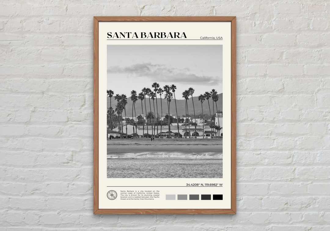 Black and White, Santa Barbara Print, Santa Barbara Wall Art, Santa Barbara Poster, Santa