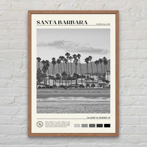 Schwarz und weiß, Santa Barbara Druck, Santa Barbara Wandkunst, Santa Barbara Poster, Santa Barbara Foto, Santa Barbara Poster Druck