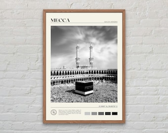 Black and White, Mecca Print, Mecca Wall Art, Mecca Poster, Mecca Photo, Mecca Wall Decor, Saudi Arabia Poster Print, Middle East Poster