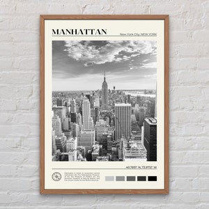 Noir et blanc, impression Manhattan, art mural Manhattan, affiche Manhattan, photo Manhattan, impression affiche Manhattan, décoration murale Manhattan, États-Unis