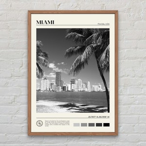 Zwart-wit, Miami Print, Miami Wall Art, Miami Poster, Miami Photo, Miami Poster Print, Miami Wall Art, Miami Poster Print, Florida Poster Print, Miami Wall Art
