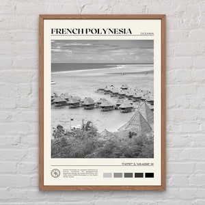 Impresión en blanco y negro de la Polinesia Francesa, arte de la Polinesia Francesa, póster de la Polinesia Francesa, fotografía de la Polinesia Francesa, decoración de pared de la Polinesia Francesa
