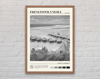 Noir et blanc, impression de la Polynésie française, art de la Polynésie française, affiche de la Polynésie française, photo de la Polynésie française, décoration murale de la Polynésie française