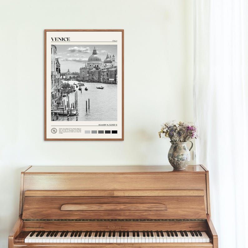 Black and White, Venice Print, Venice Wall Art, Venice Poster, Venice Photo, Venice Poster Print, Venice Wall Decor, Italy Poster Print image 4