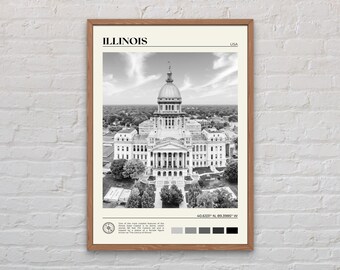 Zwart-wit, Illinois Print, Illinois Wall Art, Illinois Poster, Illinois Photo, Illinois Poster Print, Illinois Wall Decor, USA Print