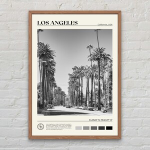 Noir et blanc, impression Los Angeles, art mural Los Angeles, affiche de Los Angeles, photo de Los Angeles, impression d'affiche de Los Angeles, Californie
