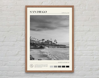 Czarno-biały, wydruk z San Diego, sztuka ścienna z San Diego, plakat z San Diego, zdjęcie z San Diego, wydruk plakatu z San Diego, wydruk plakatu z Kalifornii