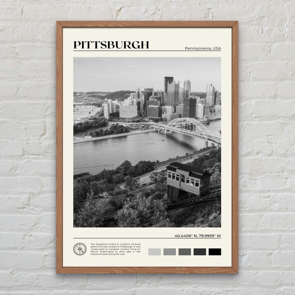 Noir et blanc, impression Pittsburgh, art mural Pittsburgh, affiche Pittsburgh, photo Pittsburgh, impression affiche Pittsburgh, Pennsylvanie, États-Unis