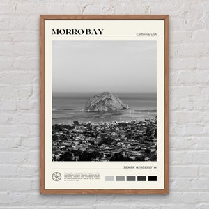 Schwarz und weiß, Morro Bay Druck, Morro Bay Wandkunst, Morro Bay Poster, Morro Bay Foto, Morro Bay Poster Druck, Morro Bay Wanddekoration, USA