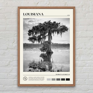 Noir et blanc, impression Louisiane, art mural Louisiane, affiche Louisiane, photo Louisiane, impression affiche Louisiane, décoration murale Louisiane, États-Unis