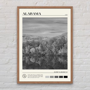 Noir et blanc, impression Alabama, art mural Alabama, affiche Alabama, photo Alabama, impression affiche Alabama, décoration murale Alabama, États-Unis