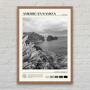 Impresión en blanco y negro de Samoa Americana, arte de Samoa Americana, póster de Samoa Americana, fotografía de Samoa Americana, decoración de Samoa Americana, Oceanía