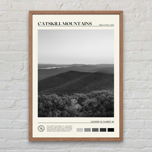 Noir et blanc, impression des montagnes Catskill, art mural des montagnes Catskill, affiche Catskill, photo des montagnes Catskill, impression affiche New York