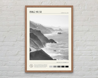 Black and White, Big Sur Print, Big Sur Wall Art, Big Sur Poster, Big Sur Photo, Big Sur Poster Print, Big Sur Decor, California Print