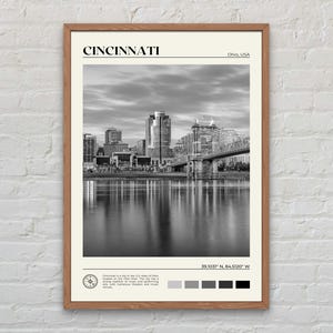 白黒、シンシナティのプリント、シンシナティの壁アート、シンシナティのポスター、シンシナティの写真、シンシナティのポスタープリント、シンシナティの装飾