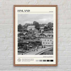 Impresión en blanco y negro de Finlandia, arte mural de Finlandia, póster de Finlandia, foto de Finlandia, impresión de póster de Finlandia, decoración de pared de Finlandia, impresión de Europa