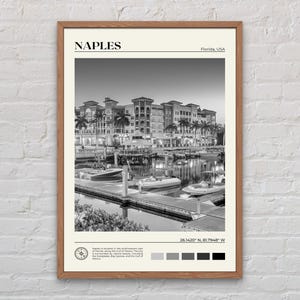 Blanco y negro, Impresión de Nápoles, Arte mural de Nápoles, Póster de Nápoles, Foto de Nápoles, Impresión de póster de Nápoles, Decoración de pared de Nápoles, Impresión de póster de Florida