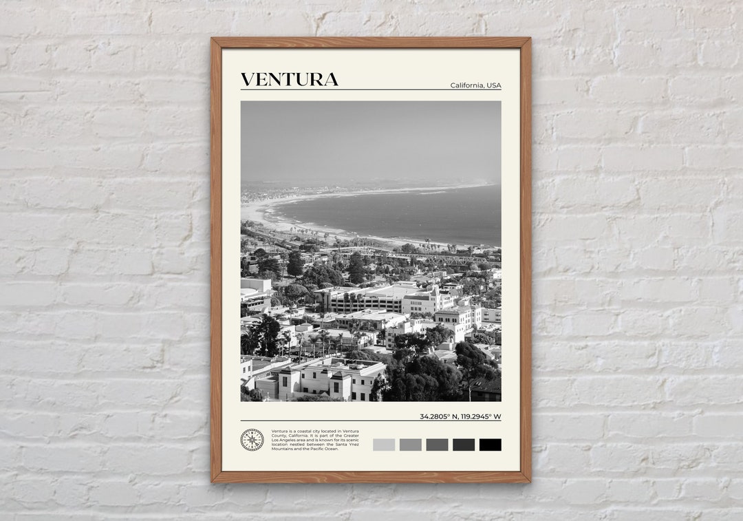 Black and White, Ventura Print, Ventura Wall Art, Ventura Poster